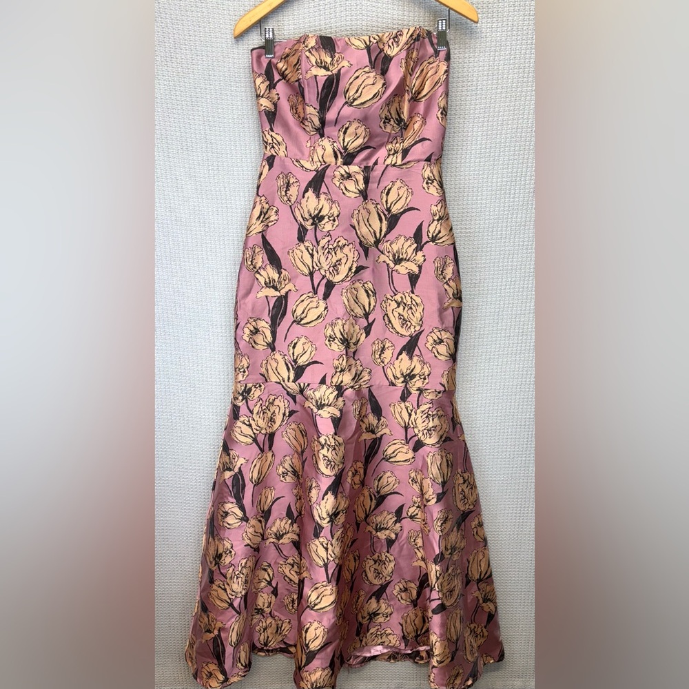 Floral Strapless Pink Dress
